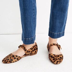 Madewell Alina Mary-Jane Flat in Leopard Calf Hair size 10